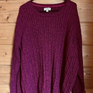 Women’s 3X Kim Rogers pull over cable knit magenta pink navy